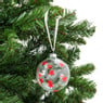 Kerstbal helder - rode ster - 8 cm