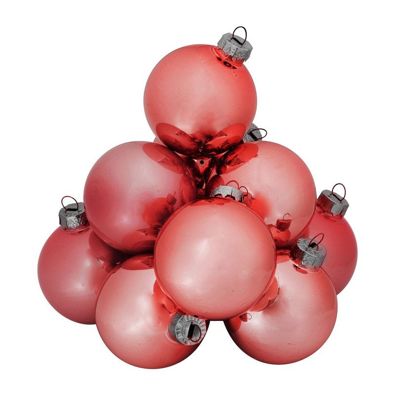 Kerstbal uni - 6 cm - rood - set van 12 