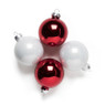 Kerstbal uni - 6 cm - rood/wit - set van 12 