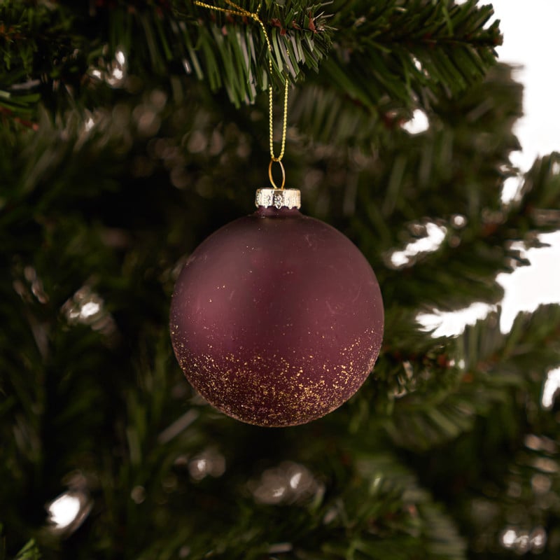 Kerstbal bordeaux glitter