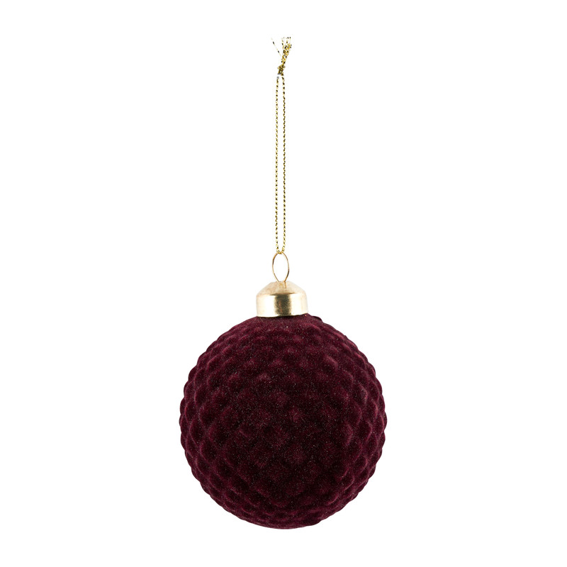 Kerstbal reliëf - Rood - ø8 cm