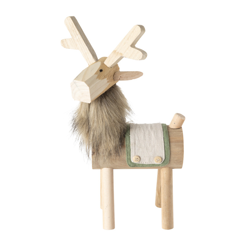 Rendier staand - hout - 37 cm