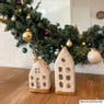 Theelichthouder huis - glazed - 6.5x4.5x16.5 cm