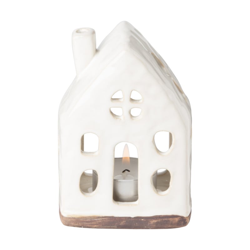 Theelichthouder huis - glazed - 7.6x5.1x11.4 cm