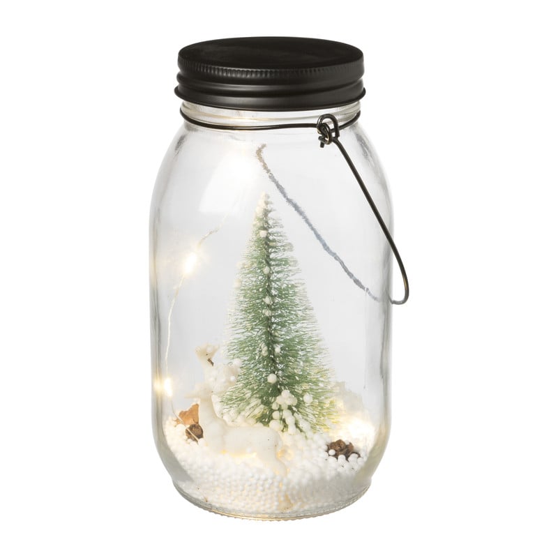 Kerstboom in pot met verlichting - 9x9x17.5 cm