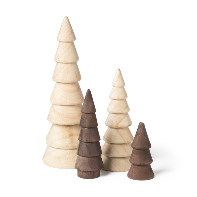 Kerstboom hout - bruin - ø5.3x15.5 cm