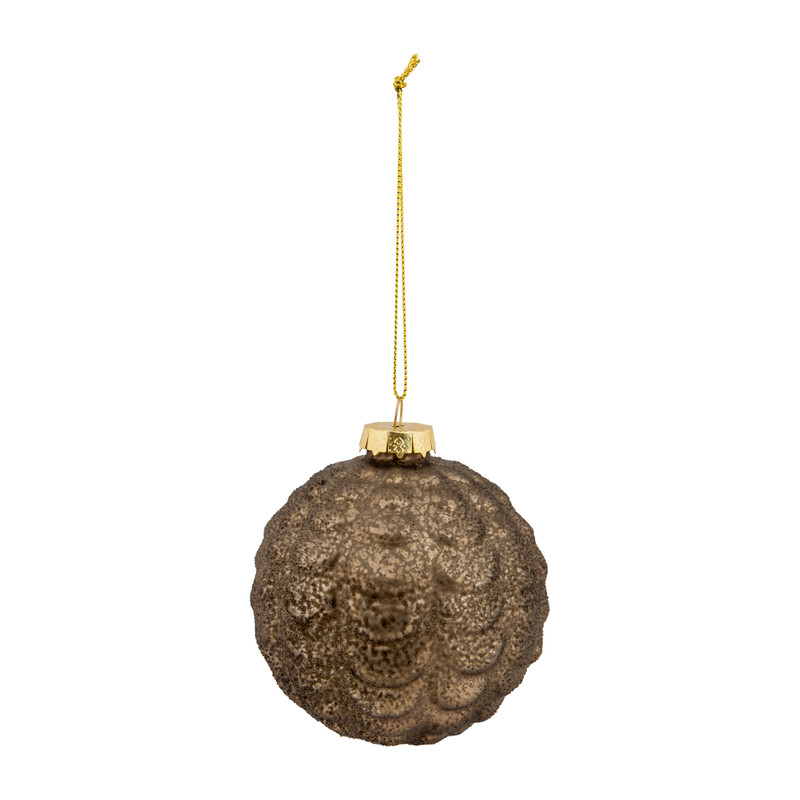 Kerstbal blad reliëf - groen - glas