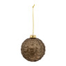 Kerstbal blad reliëf - groen - glas