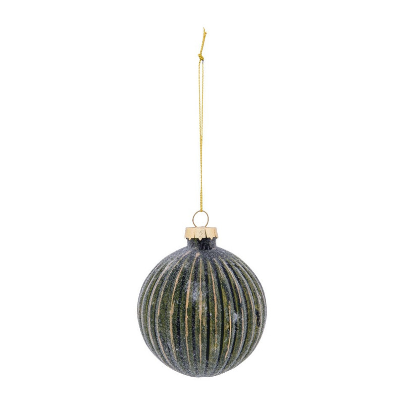 Kerstbal groen relief - glas