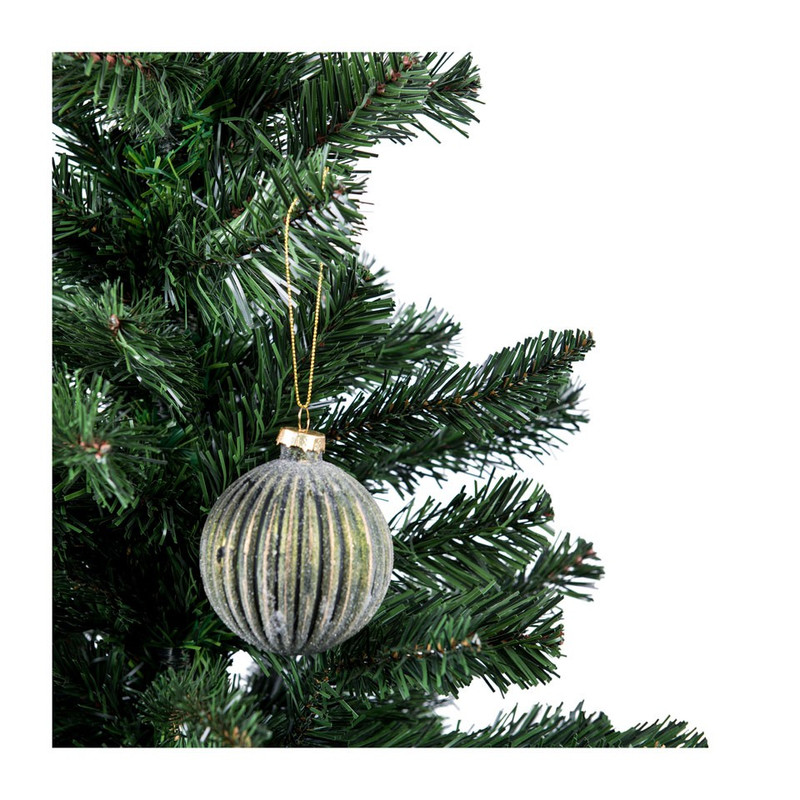 Kerstbal groen relief - glas