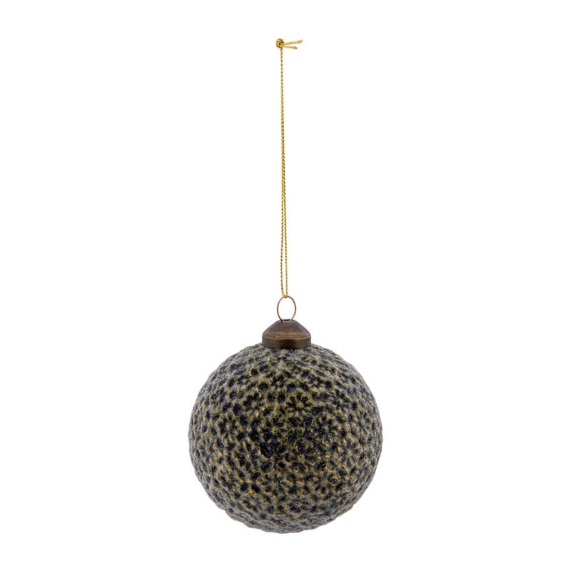 Kerstbal met bloemenreliëf - groen - 8 cm