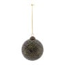 Kerstbal met bloemenreliëf - groen - 8 cm