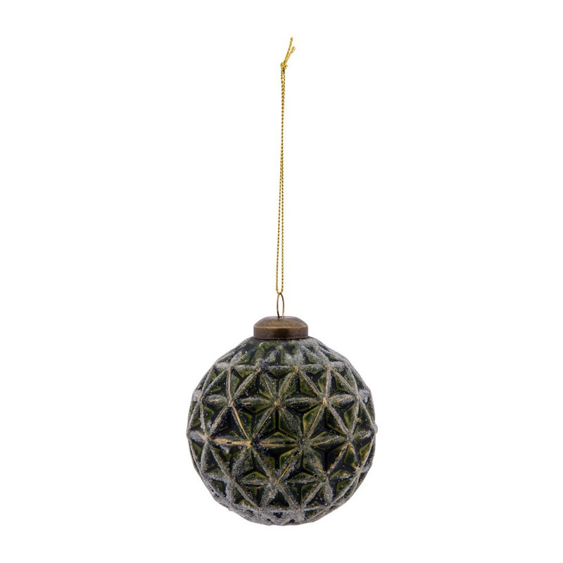Kerstbal met speels reliëf - groen - 8 cm