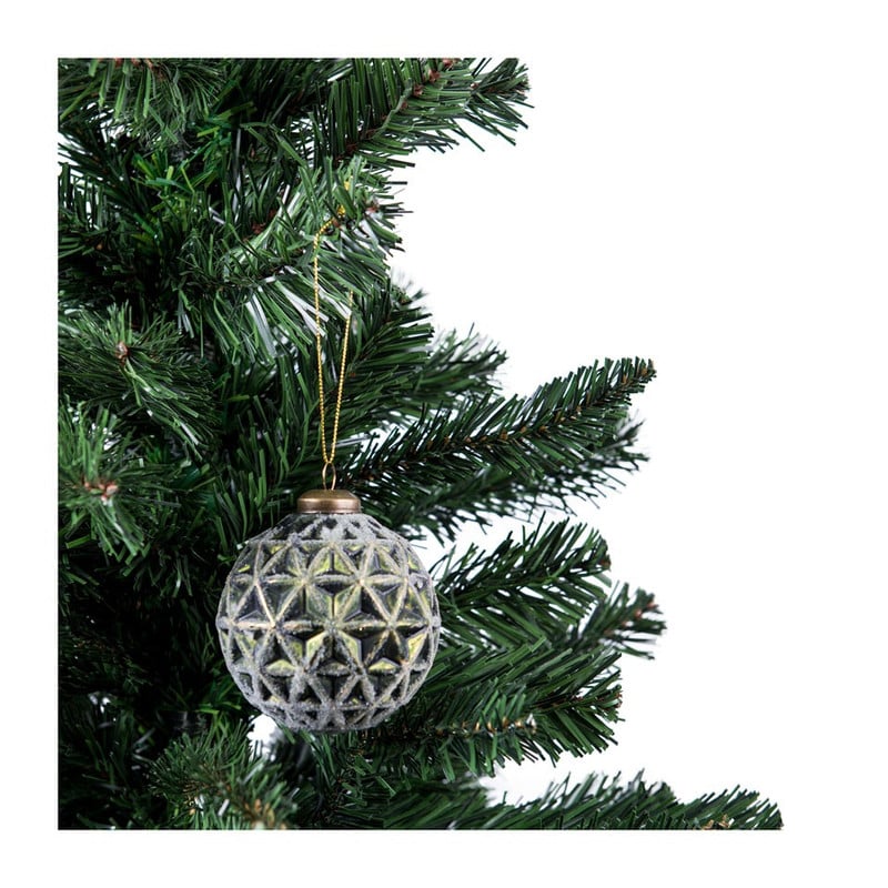 Kerstbal met speels reliëf - groen - 8 cm