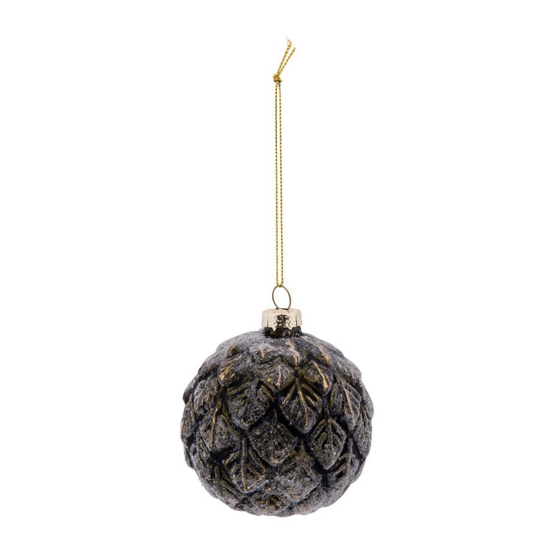 Kerstbal met blad - groen - 8 cm
