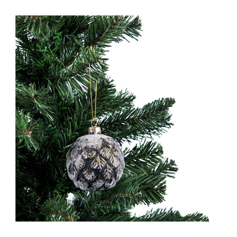 Kerstbal met blad - groen - 8 cm