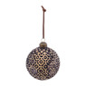 Kerstbal bruin met bloem - glas