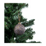 Kerstbal bruin met bloem - glas