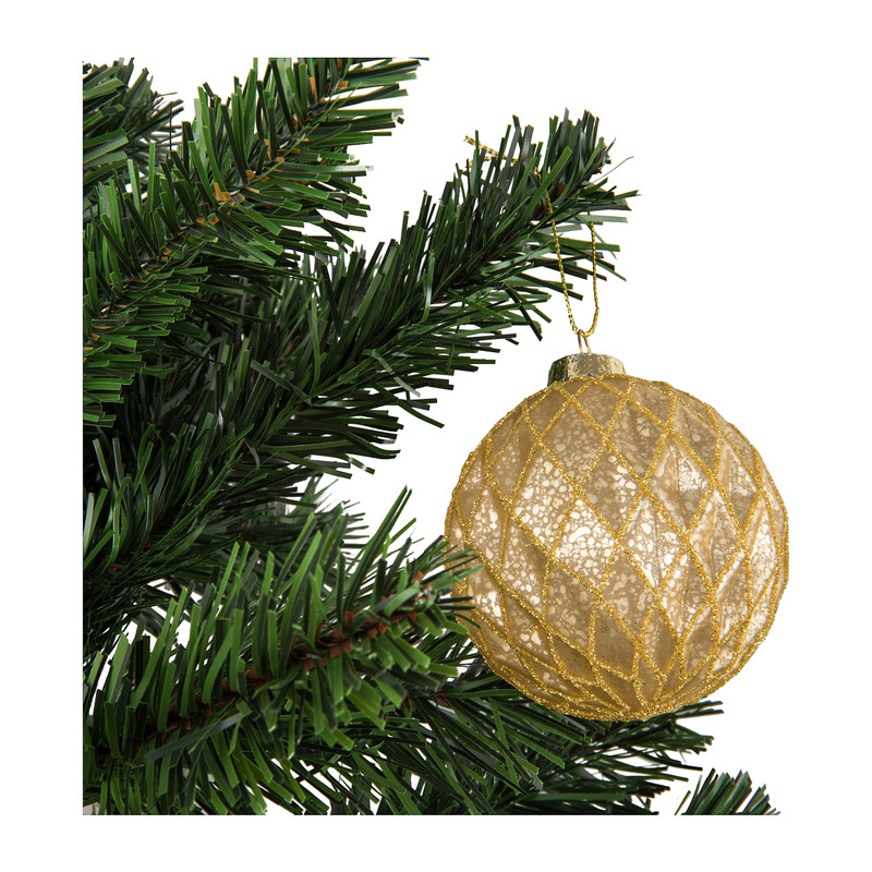 Kerstbal goudkleurig reliëf - glas