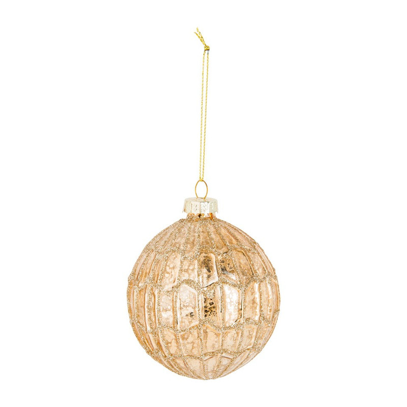 Kerstbal goud ruit - glas