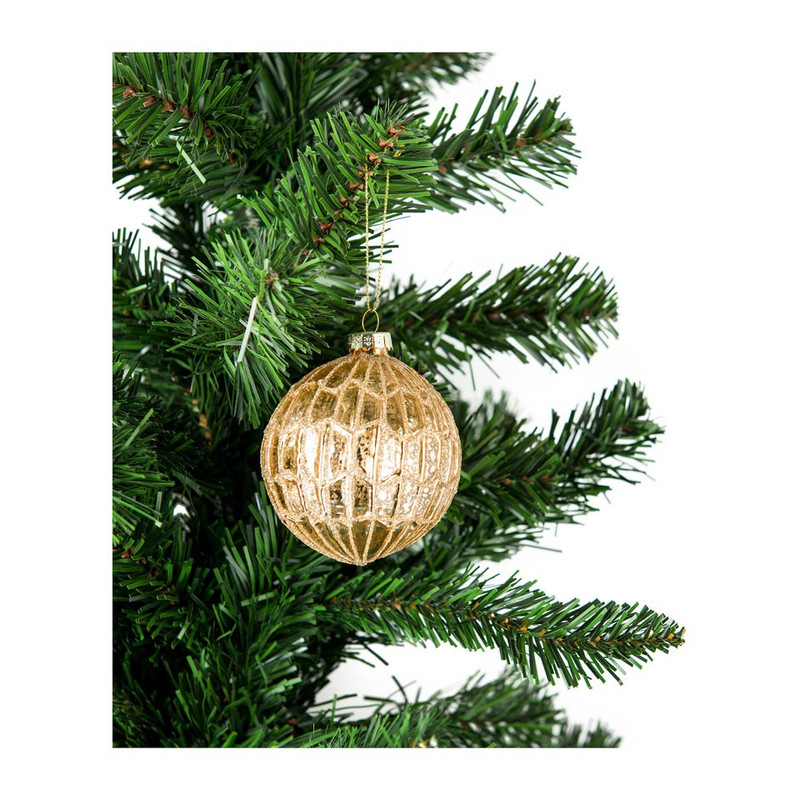 Kerstbal goud ruit - glas