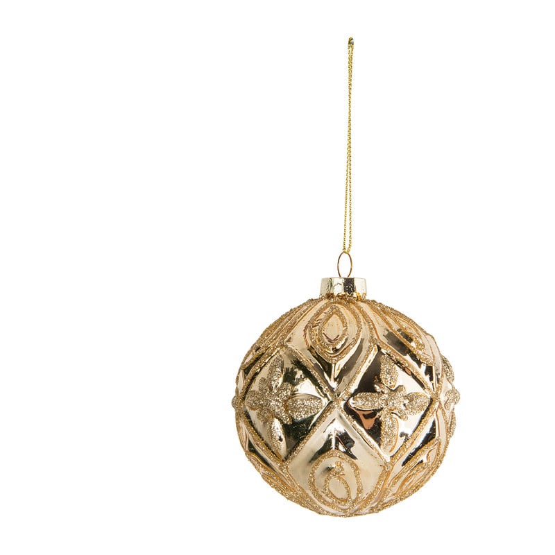 Kerstbal goud met glitters
