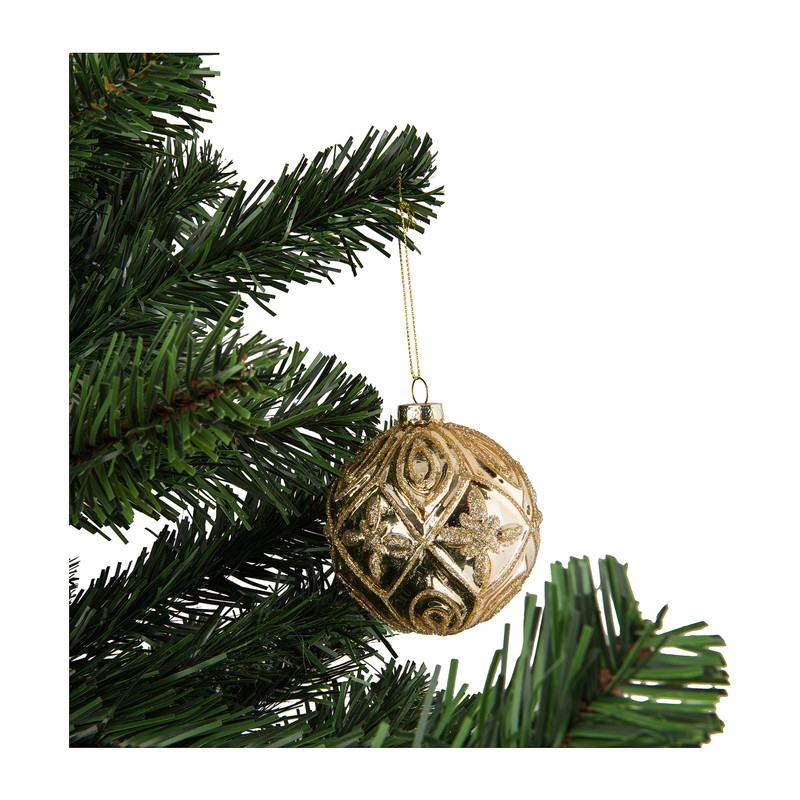 Kerstbal goud met glitters