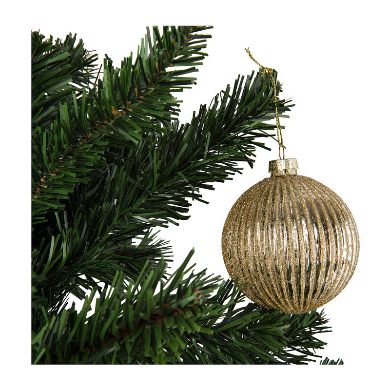 Kerstbal goud reliëf glans - glas