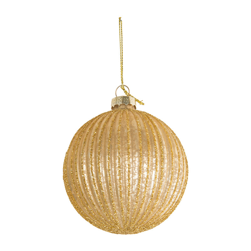 Kerstbal goud reliëf mat - glas