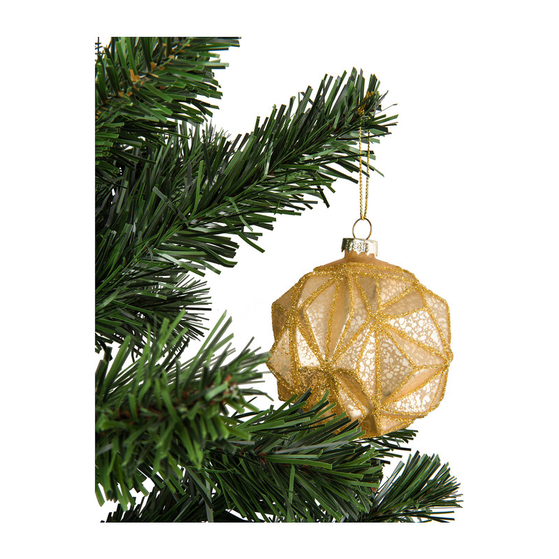 Kerstbal goud diep reliëf - glas