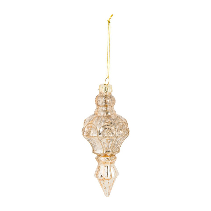 Kerstbal ornament lang goudkleurig - glas