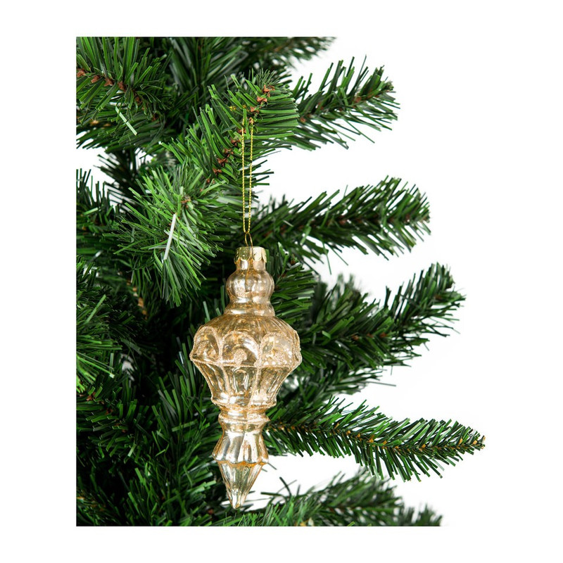 Kerstbal ornament lang goudkleurig - glas