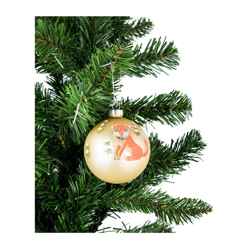 Kerstbal zilver met vos