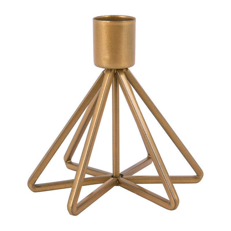 Kaarsenstandaard grafisch small - goud - 10x10.5 cm
