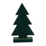 Houten kerstboom met velvet - groen - 16,5 cm