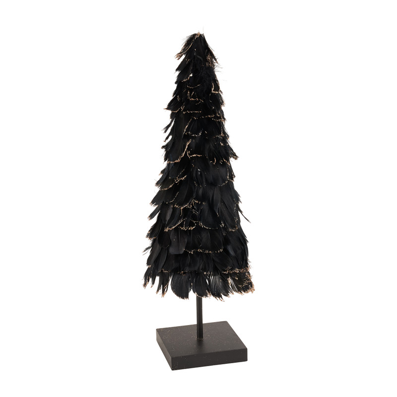 Kerstboom met veren - S - Zwart