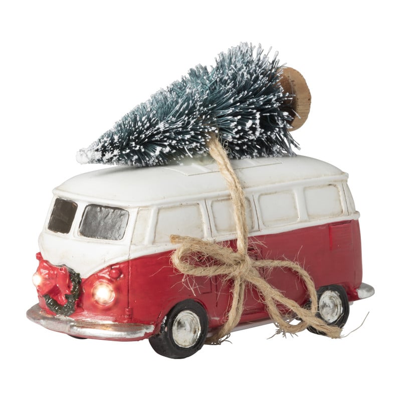 Camper met licht - rood/wit - 11.5x5.5x9.5 cm