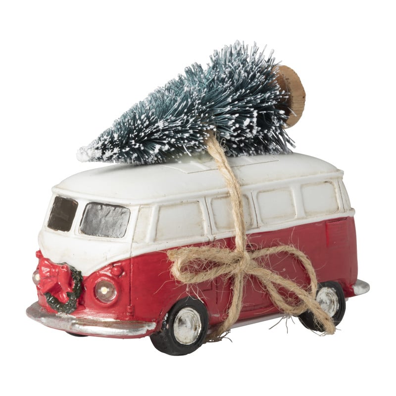 Camper met licht - rood/wit - 11.5x5.5x9.5 cm
