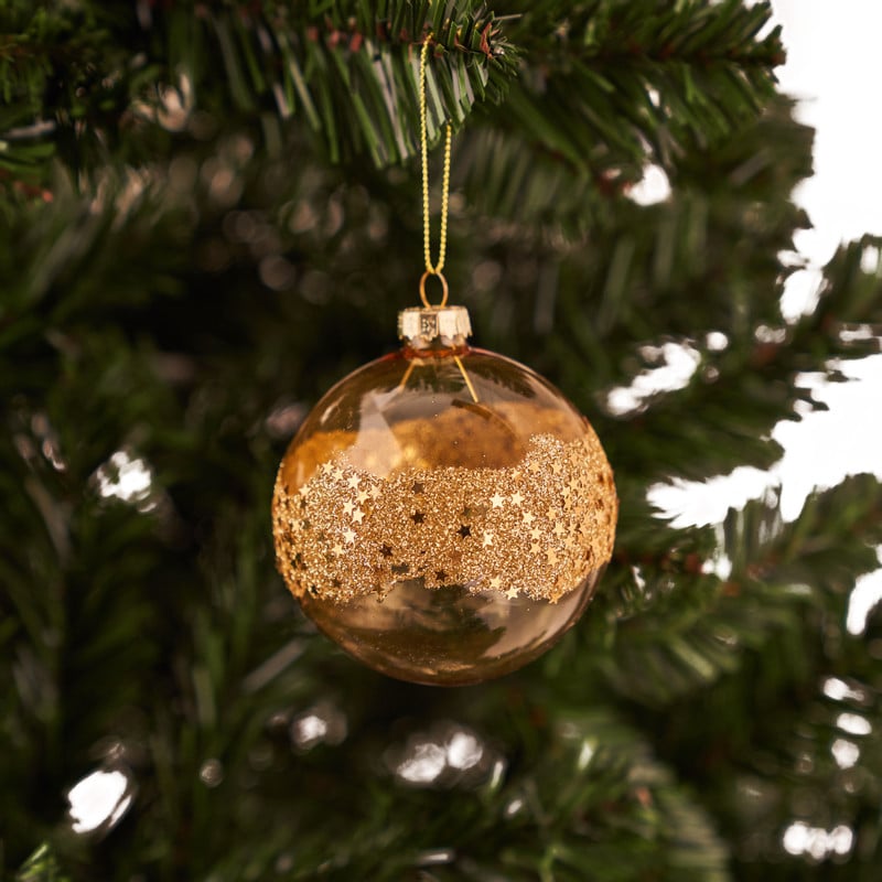 Kerstbal doorzichtig glitter