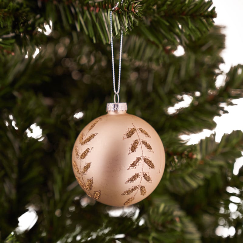Kerstbal goud - bladeren