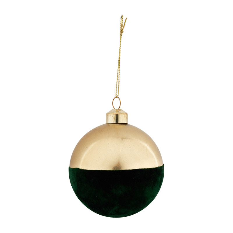 Kerstbal velvet dip - Groen - ø8 cm