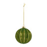 Kerstbal streep goud - groen -  Ø8 cm