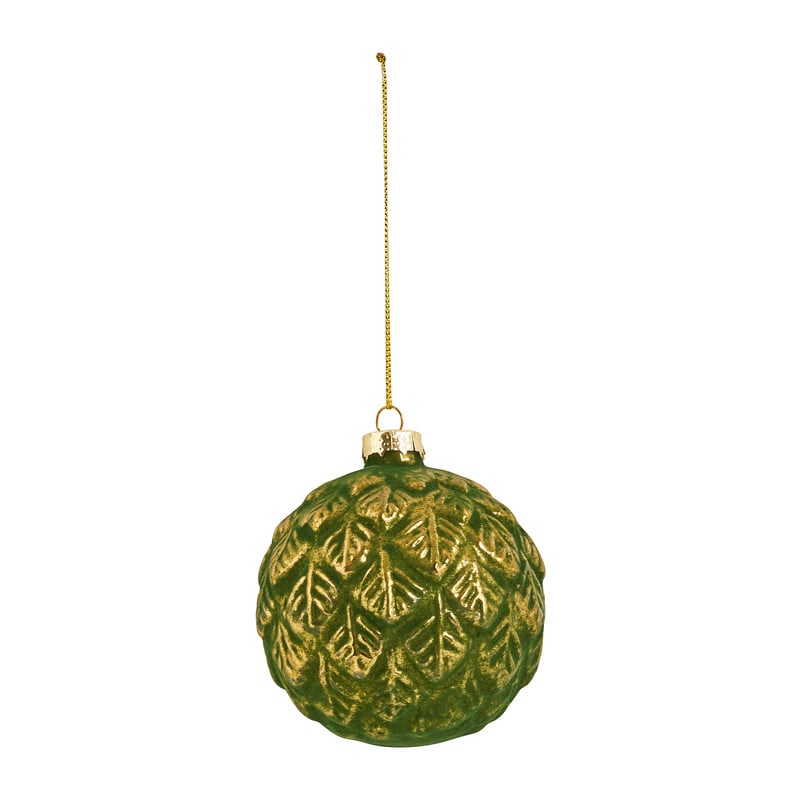 Kerstbal blad - groen -  Ø8 cm