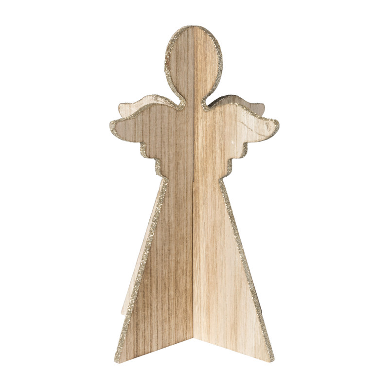 Houten engel - bruin - 17x25x0.6 cm