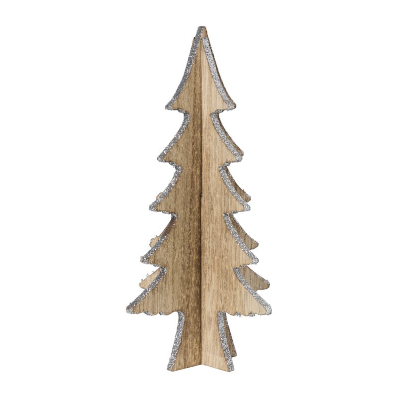 Houten kerstboom - bruin - 9.8x18x0.5 cm