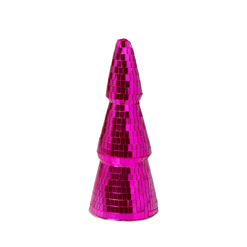 Kerstboom disco M - roze - ø7.5x20 cm