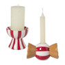 Kandelaar candy cane - rood/wit - ø11x10 cm