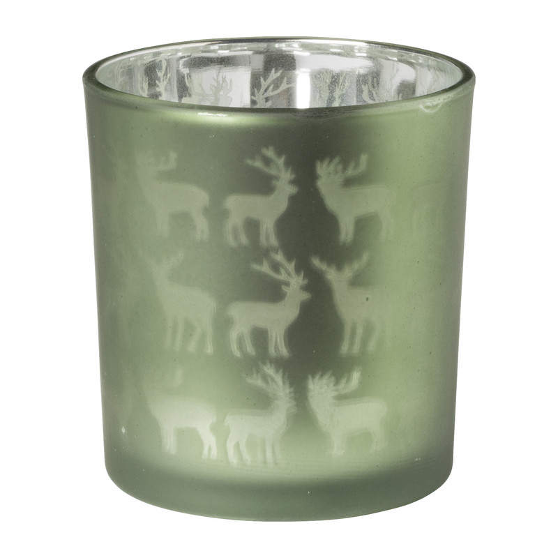 Theelicht rendier - groen en wit