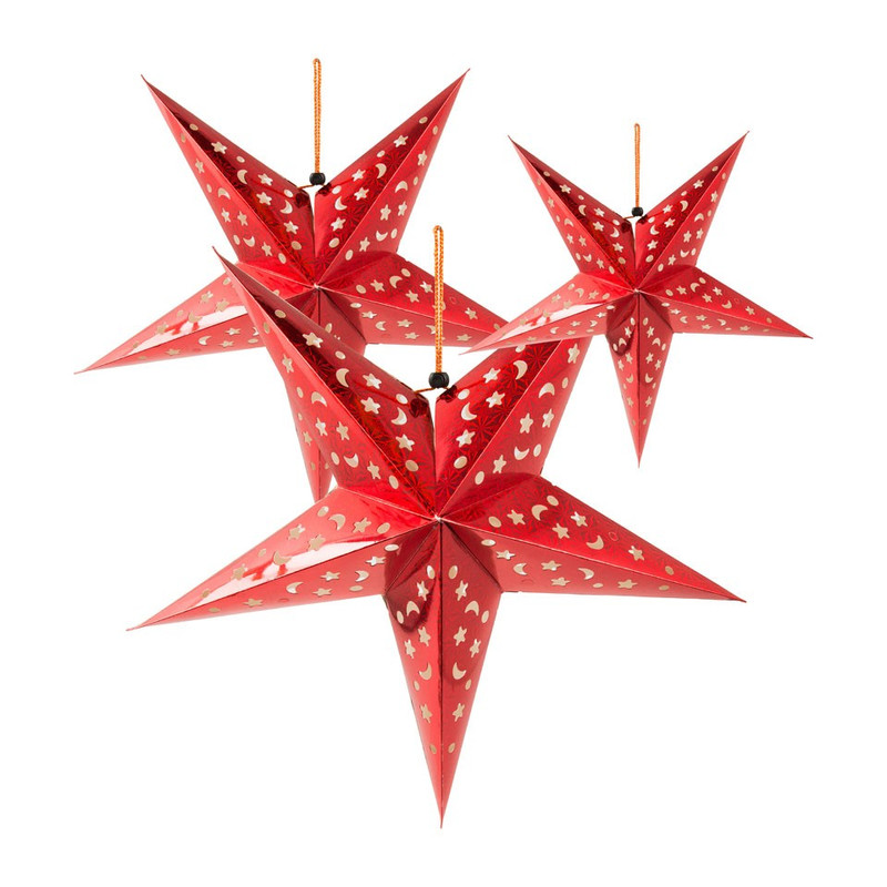 Kerstster rood - 3 stuks