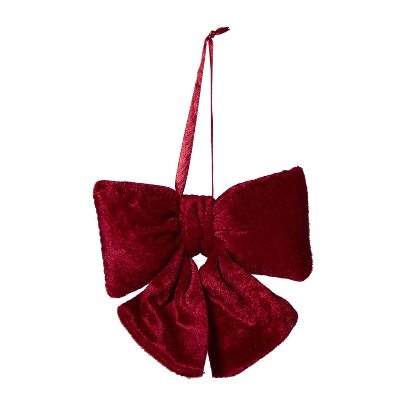 Kerststrik velvet klein - bordeauxrood - 12x13 cm